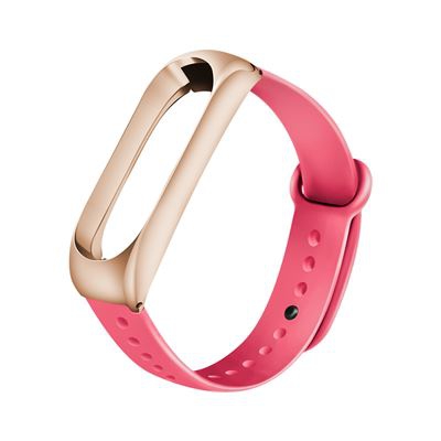 Pulsera de Silicona y marco de metal para Xiaomi Mi Band 3 /4, Oro rosa & Rosa