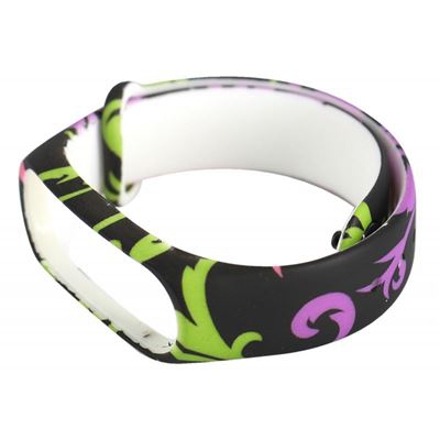 Recambio pulsera Blutech compatible con Xiaomi Mi Band 3 / 4 Dibujos Flores Violetas, Rosas y Verdes