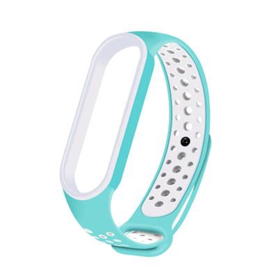 Pulsera Blutech recambio Xiaomi Mi Band 5 TPU Agujeros Azul Claro y Blanco