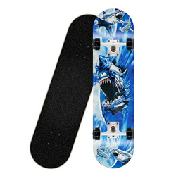 Skateboard Patineta Completo para Principiante para Niña Niño Adulto Adolescentes Patineta 8 Capa Monopatín Madera Arce Double Kick 80Cm×20Cm 31X8-Gra en oferta