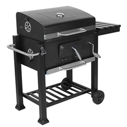 Greensen 100x115x48cm Parrilla De Barbacoa con Ruedas, Barbacoa De Carbón Vegetal, Barbacoa De Madera con Tapa, Antracita/Acero Inoxidable,Carrito De  precio