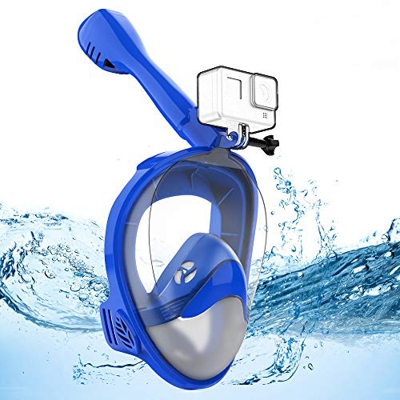 Avoalre Máscara de Buceo, Máscara de Snorkel de Cara Completa 180 ° Panorámica Gafas de Bucear Anti-Niebla y Anti-Fugas con Soporte de Cámara para Adu