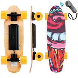 WOOKRAYS Skateboard eléctrico con control remoto, motor de 350 W, velocidad máxima de 20 km / h, ajuste de 3 velocidades, patineta eléctrico para niño en oferta