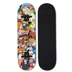 Totots Naruto Anime Skateboard, Uzumaki Naruto Doble inclinación de cuatro ruedas Scooter, skate de arce de siete capas, adecuado para principiantes y características