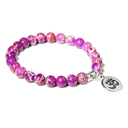 Hecho A Mano De Piedra Natural Lotus Ohm Buddha Beads Pulsera Pink Zebra Stone Lotus Charm Pulsera para Mujeres Hombres Yoga   Joyas Regalos-Imperial  precio