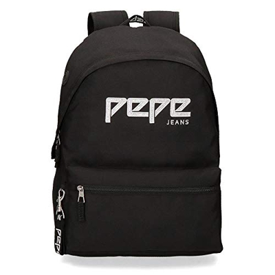 Pepe Jeans Uma Mochila Negro 31x42x17,5 cms Poliéster 22.79L