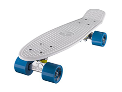 Ridge Skateboard 55 cm Mini Cruiser Retro Stil In M Rollen Komplett U Fertig Montiert, Unisex, Blanco/Azul (Blanc/Bleu) en oferta