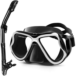 Greatever Gafas y Tubo de Snorkel Set Kit de Snorkeling Anti-Vaho Anti-Fuga Máscara de Buceo para Adultos (Black) en oferta