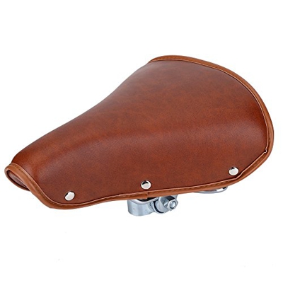 Focket Sillín de Bicicleta, Cuero de PU Universal Remaches cómodos de Color marrón Asiento de Bicicleta Durable Spring Cycle Saddle Cojín para Mujeres