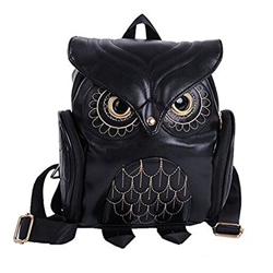 WYSBAOSHU Bolsa de Cuero de la Manera del Buho de la Historieta Mochila Mini Muchacha (Negro) precio