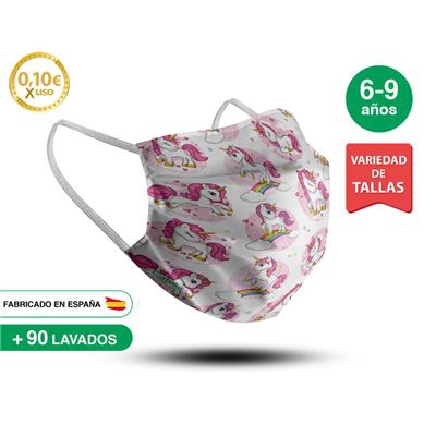 Mascarilla reutilizable 6-9 años UNICORNIO