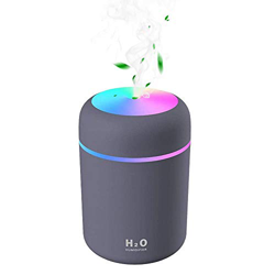 Humidificador Mini Portátil, Humidificador Silencioso 300ml Niebla Ajustable Función Apagado Automático, alimentación USB Luz Nocturna LED de 7 colore características