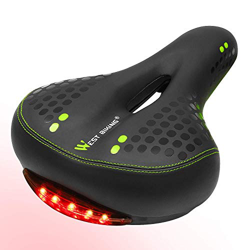 Sillín de bicicleta cómodo con LED luz trasera, Asiento de Bici Antiprostático Impermeable y Transpirable para hombre y mujer para Carretera, MTB, Mon características