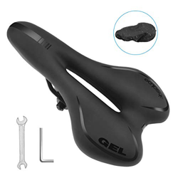 Osaloe Sillín de Gel para Bicicleta con Funda de Lluvia, Sillín de Bici de Montaña Cómodo, Asiento de Bicicleta, Sillín de Ciclismo Portátil para MTB, en oferta