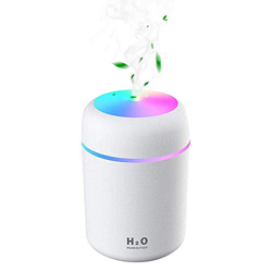 Humidificador Mini Portátil, Humidificador Silencioso 300ml Niebla Ajustable Función Apagado Automático, alimentación USB Luz Nocturna LED de 7 colore características