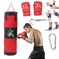 Saco de boxeo con cadena de acero de cuatro puntas Saco de arena vacío para Muay Thai Sparring Kickboxing Entrenamiento Punzonado Artes Marciales (A) características