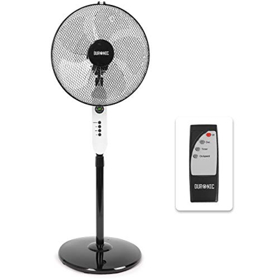 Duronic FN65 Ventilador de Pedestal 60W oscilante 360º con 3 velocidades Diferentes y Altura Ajustable 115-132cm – Ventilador de pie con mando a dista