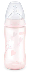 NUK First Choice+ - Biberón para bebés de 0 a 6 meses, con control de temperatura, 300 ml, válvula anticólicos, sin BPA, tetina de silicona, 1 unidad, características