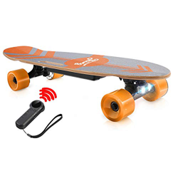 CAROMA Monopatín eléctrico con Control Remoto inalámbrico LED, Longboard eléctrico de un Solo Motor de 350 W con Plataforma de Arce de 7 Capas para ni en oferta