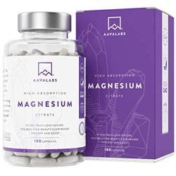 Citrato de Magnesio [ 400 mg por cápsula] Vegano de AAVALABS - Alta Dosis de Magnesio Elemental [ 448 mg por dosis] - 180 cápsulas - Puro - Suministro precio