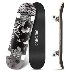 Skateboard para Principiante,79cm×20cm Completo Patineta,9 Capa Monopatín Madera Arce Tabla Double Kick Concave Standard Trick Cruiser Skateboards,par en oferta