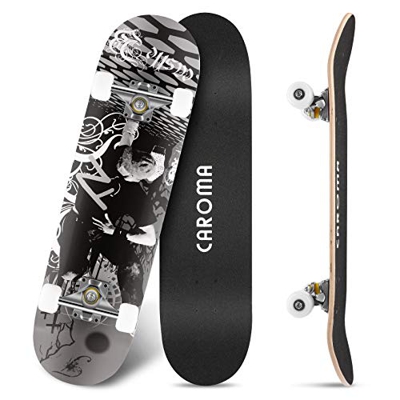 Skateboard para Principiante,79cm×20cm Completo Patineta,9 Capa Monopatín Madera Arce Tabla Double Kick Concave Standard Trick Cruiser Skateboards,par