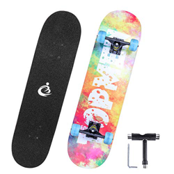 Grsta Completo Skateboard para Principiantes, Skate Board 80x20cm Longboard con Rodamiento ABEC-7, 8 Capas Pro Monopatín de Madera de Arce, Tabla de S precio