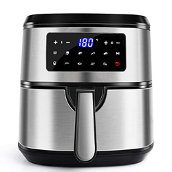 Freidora de Aire Sin Aceite, capacidad 7.5, 1700W, Pantalla digital LED táctil, 8 ajustes preprogramados de cocinado, apagado automático en oferta