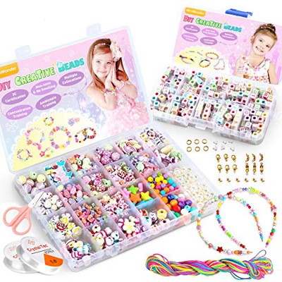 WinWonder Niños Bricolaje Conjunto de Cuentas,1150 PCS Pulseras Collares de Joyas para Niñas Cuentas para la Fabricación de Joyas para Niños