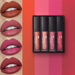 Mimore Mate Pintalabios Brillo de labios Set de regalo (Paquete de 4) Suave felpa mate resistente al agua de larga duración colores de moda y populare en oferta