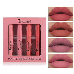 Mimore Mate Líquido Pintalabios Lápiz labial Conjunto 4 Traje Suave felpa mate impermeable Brillo de labios Duradero Copa antiadherente lápiz labial K características