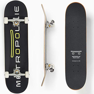 Metropollie Skateboard Completo, Monopatín para Niños Niñas Adolescentes Adultos Principiantes, Tabla de 7 Capas 100% Madera de Arce Canadiense, Rodam