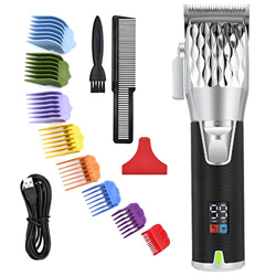 BESTBOMG Cortapelos profesional con batería de 2500 mAh para hombre, recortadora de precisión, recortadora de barba de acero inoxidable con pantalla L en oferta