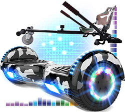 RCB Hoverboard 6.5 y Hoverkart Overboard con Bluetooth Patinete Eléctrico Scooter con Luces LED Asiento Sólido Juguete para Niños características