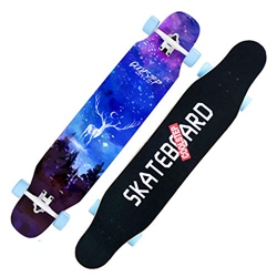 HYE-SPORT Caída de 46 Pulgadas a través del Estilo Libre Longboards Skateboard Highway Brush Street Dancing Skate Board 8 Capas de Arce para Crucero,  características