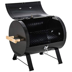 Outsunny Barbacoa de Carbón de Sobremesa Parilla de Barbacoa Compacta con Termómetro y Asas para Jardín BBQ 50x35x39 cm Negro características