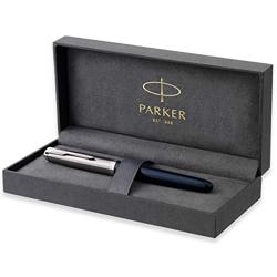 Parker 51 pluma estilográfica | cuerpo azul medianoche con adorno cromado | plumín fino con cartucho de tinta negra | estuche de regalo precio