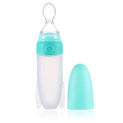 Xrten Biberón con Cuchara dispensadora de Comida de Silicona para bebé, 90ml