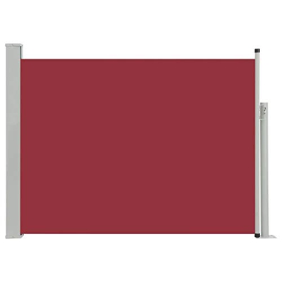 vidaXL Toldo Lateral Retráctil para Patio Pantalla de Terraza Mampara Parasol de Exterior Jardín Tela de Lona PU Rojo Soporte de Hierro 120x500 cm