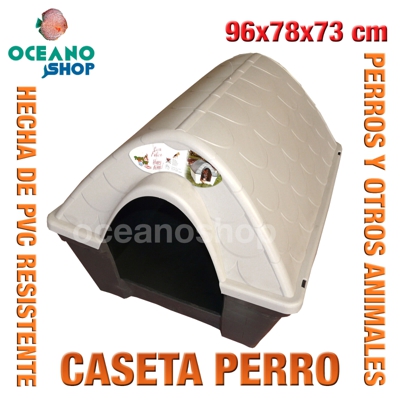 CASETA CASA PERROS EXTERIOR MARRON Y BEIS PVC RESISTENTE 96x78x73 cm L527 7027