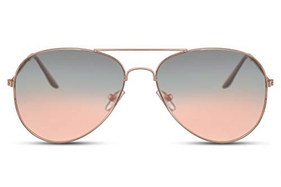 Cheapass Gafas de Sol Doradas Montura Aviadoro con cristales graduales de gris translúcido a naranja protección UV400 Hombres Mujeres