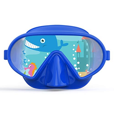 Fxexblin Gafas y Tubo Snorkeling Anti-Vaho Anti-Fuga Máscara de Buceo para niños (Deep Blue)