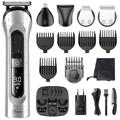 Hatteker Cortapelos para hombres, sin cables, para barba, nariz, bodygroomer, recortadora de pelo, kit de cortapelos de precisión, 5 en 1, con carga U