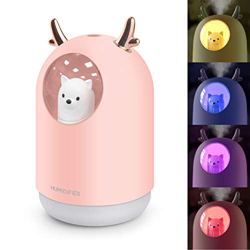 Humidificador Mini - Ultrasónico Humidificador de Niebla de 300ML Difusor de USB, Portátil Humidificadores Silencioso con Luces LED, Función de Luz No características