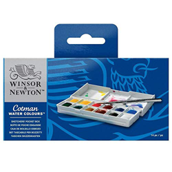 Winsor & Newton Sketcher Cotman Caja plástica de acuarela, 12 medio Godet en oferta