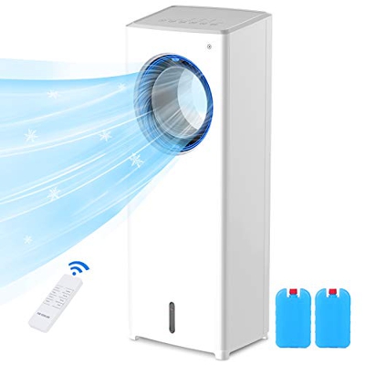 Enfriador de Aire Grande 80W, Aire Acondicionado Móvil 4 en 1, Enfría, Ventilador,Humidificación y Purificación,Silencioso,con Control Remoto,3 Veloci