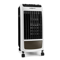 Oneconcept Caribbean Blue - Enfriador de aire portátil, Ventilador, Humidificador, 3 velocidades, Caudal de aire 400 m³/h, 70 W, Tanque 4 L, 2 recipie precio