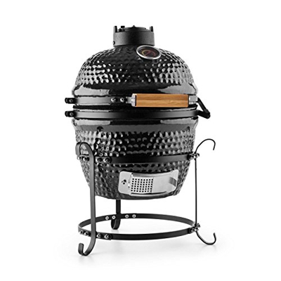 Klarstein Princesize - Parrilla Kamado, Cerámica, 11", Barbacoa Japonesa, Ahumador, Horno cerámico, asador, Baja Temperatura carbón, Ideal Madera arom