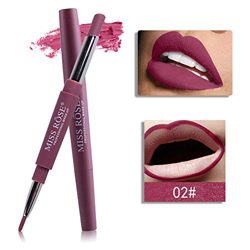 2 en 1 Pintalabios Mate Lápiz Labial Mate Lápiz Labial de Larga Duración Perfilador de labios Pintalabios Impermeable Resistente al Agua Lápiz Labial  en oferta