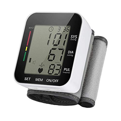 Tensiómetro de Muñeca,Tensiómetro de Brazo Eléctrico Digital con Monitoreo de Arritmia Memorias de 2 Usuarios(2 * 99) Gran Pantalla LCD Brazalete (Neg